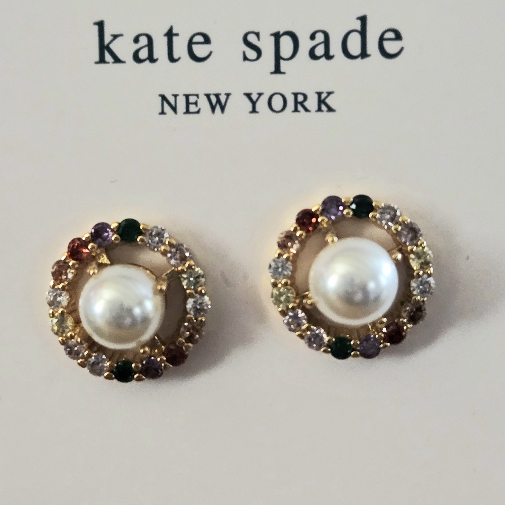Kate Spade Multicolor Crystal and Pearl Earrings